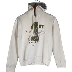 EDWIN Cream/Beige Embellished Graphic Hoodie      Size:  S